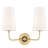 Brass Wall Sconce with Double Fabric Shade 2-Light