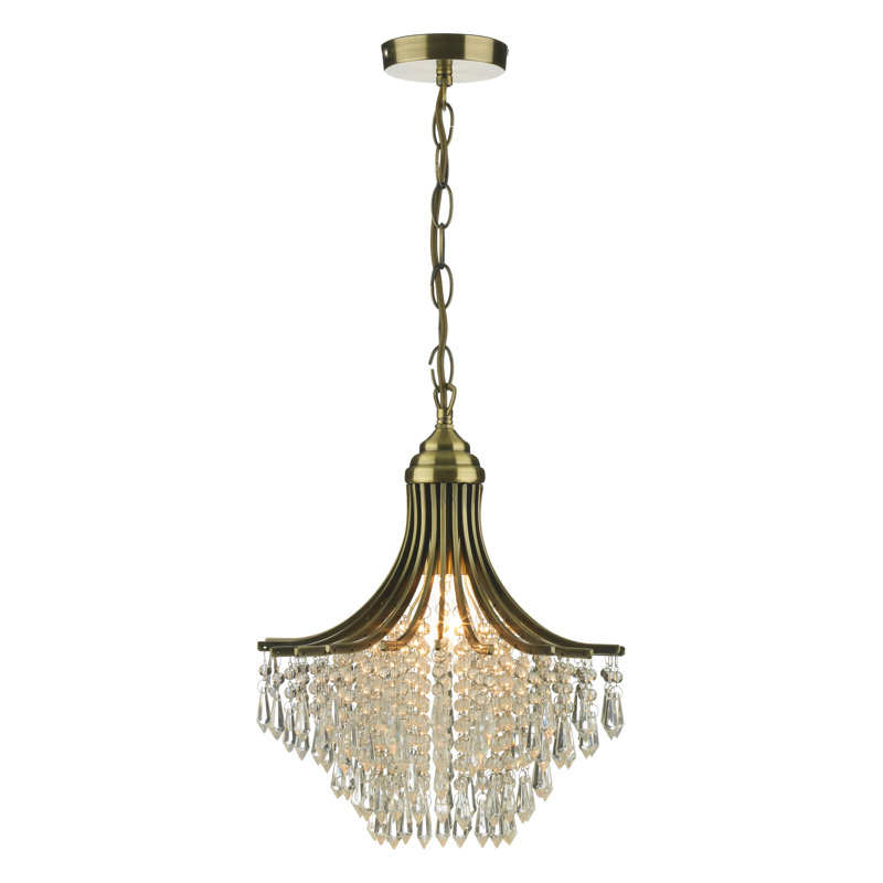 Lupton 1 - Light Crystal Pendant, Antique Brass