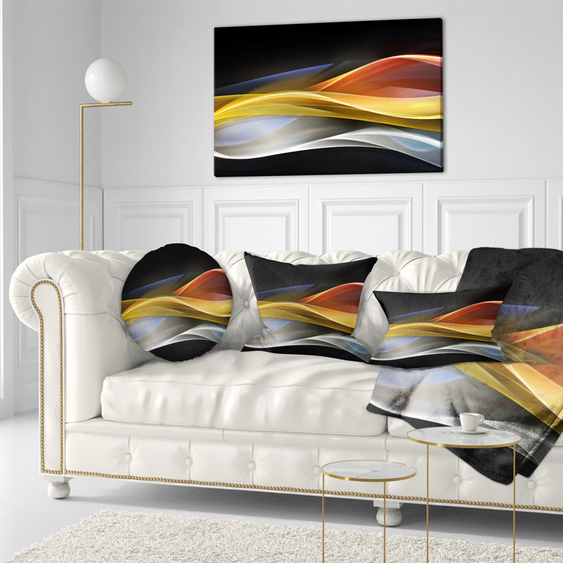 Motif de vagues 3D or et argent 3D - coussin abstrait imprimé