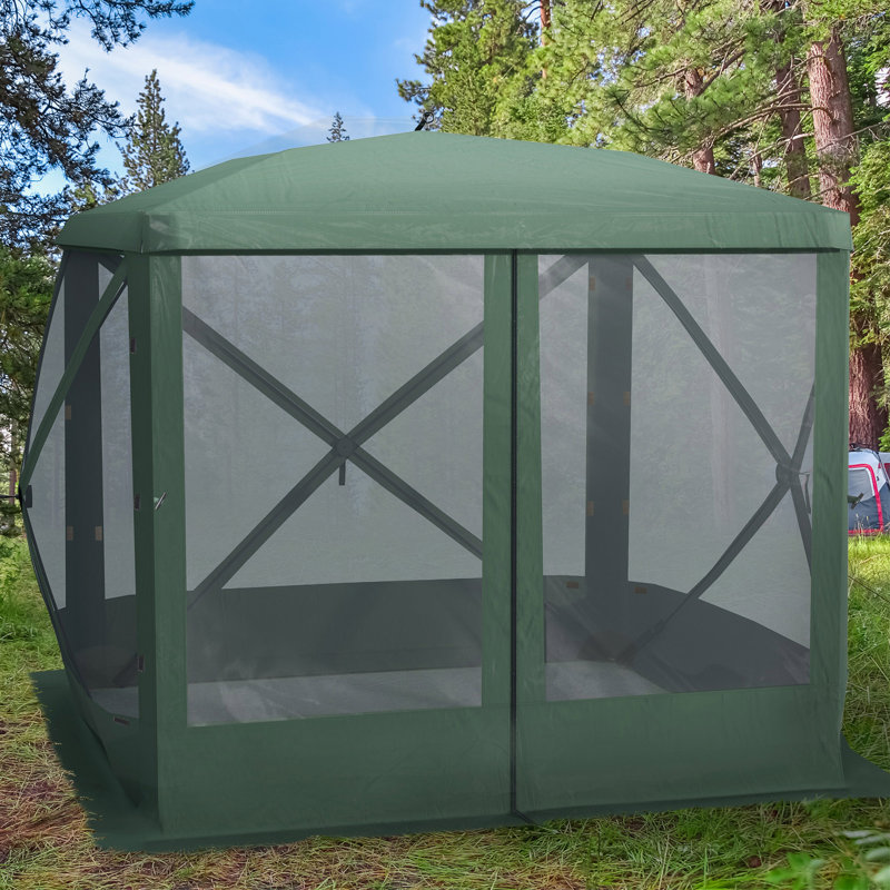 Green 7x7FT Pop-Up Camping Canopy Gazebo with Mesh Sides