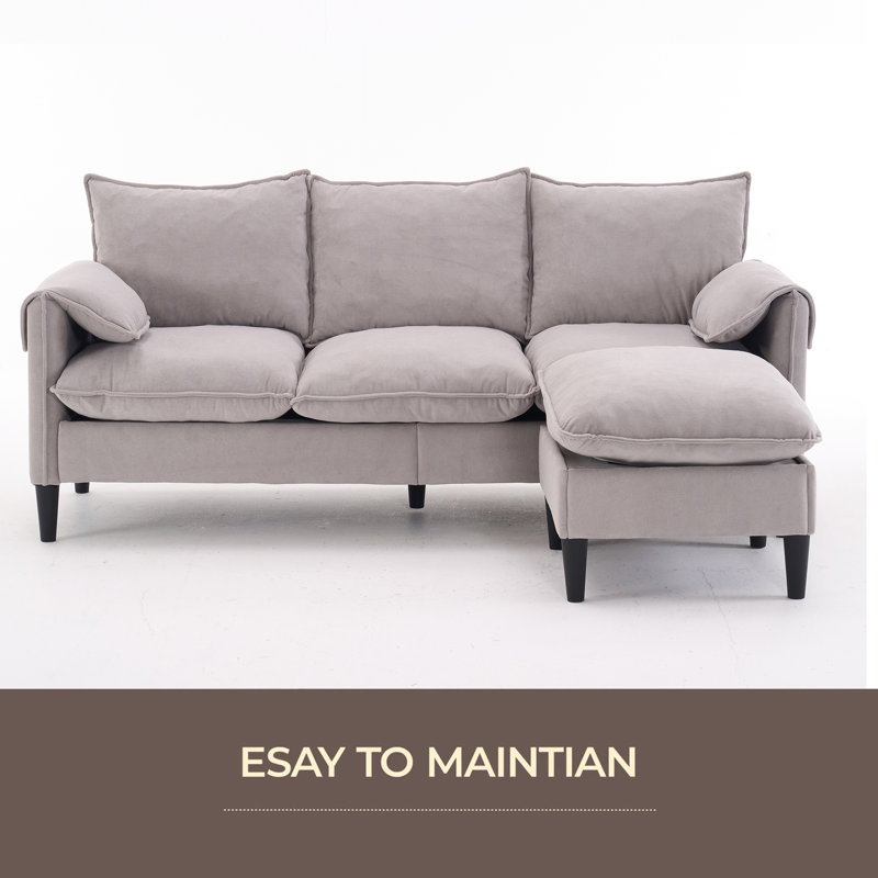 Canapé convertible en L, Tissu beige