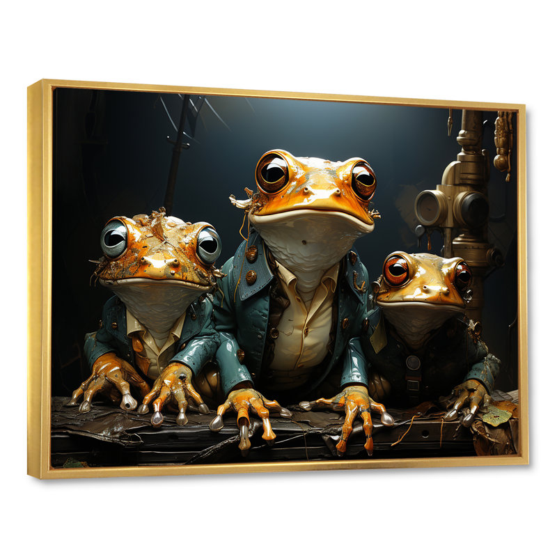 Grenouille, monarchie - impression, Cadre flottant doré, 12" H x 20" W