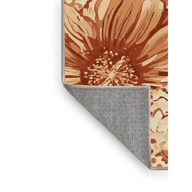 Machine Washable Orlandra Zinnia Bohemian Moroccan Rug in Beige – Beige Binding, 4x6