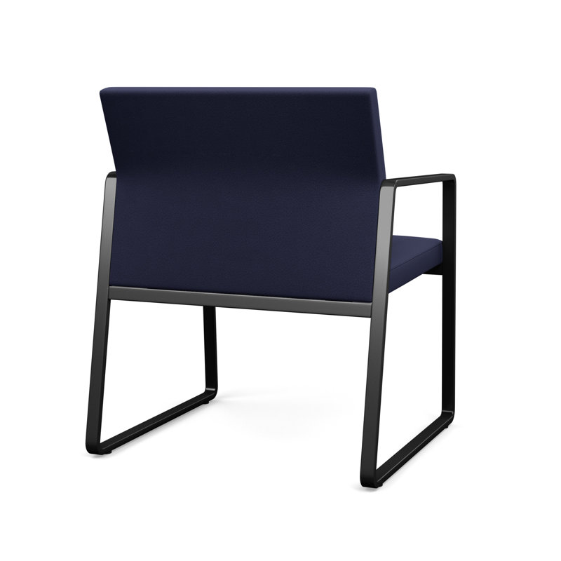Chaise d'invité surdimensionnée Gansett, Noir, Portes ouvertes en tissu bleu marine
