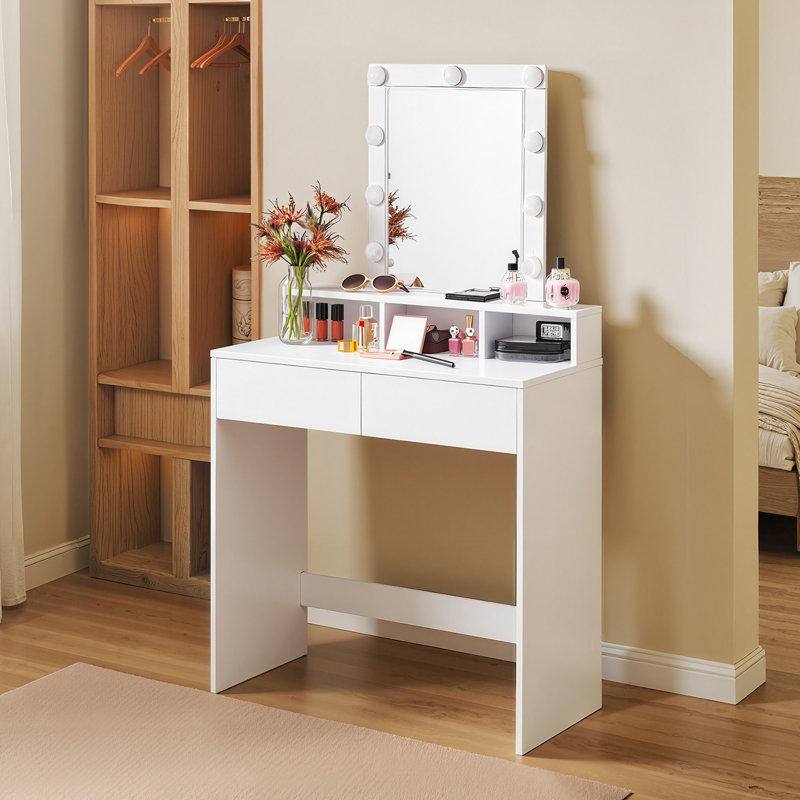 Atila Dressing Table with Mirror, White