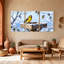 Oiseaux d'hiver mangeoire enneigée, paysage enneigé, ensemble de 3 toiles d'art-411124532