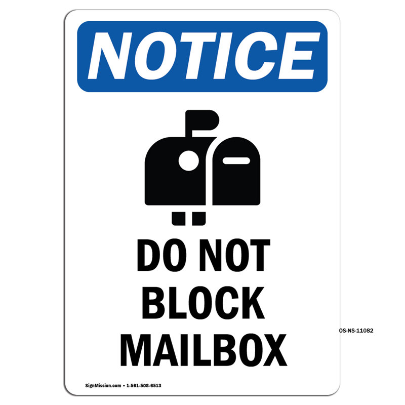 Do Not Block Mailbox Sign With Symbol Decal 5" X 3.5"