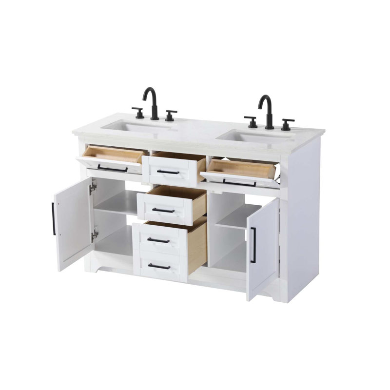 Meuble-lavabo double 54 po blanc, 54", Blanc