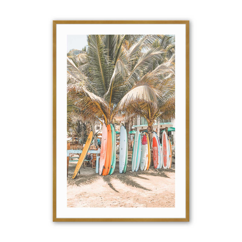 Surf's Paradise Print, 25.25" H x 19.25" W x 1.25" D, Polished Gold Framed