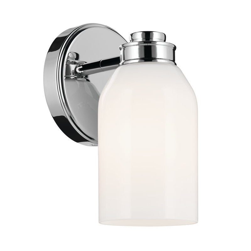Applique murale 1 lumière 8,25 po avec verre opale blanc, Chrome