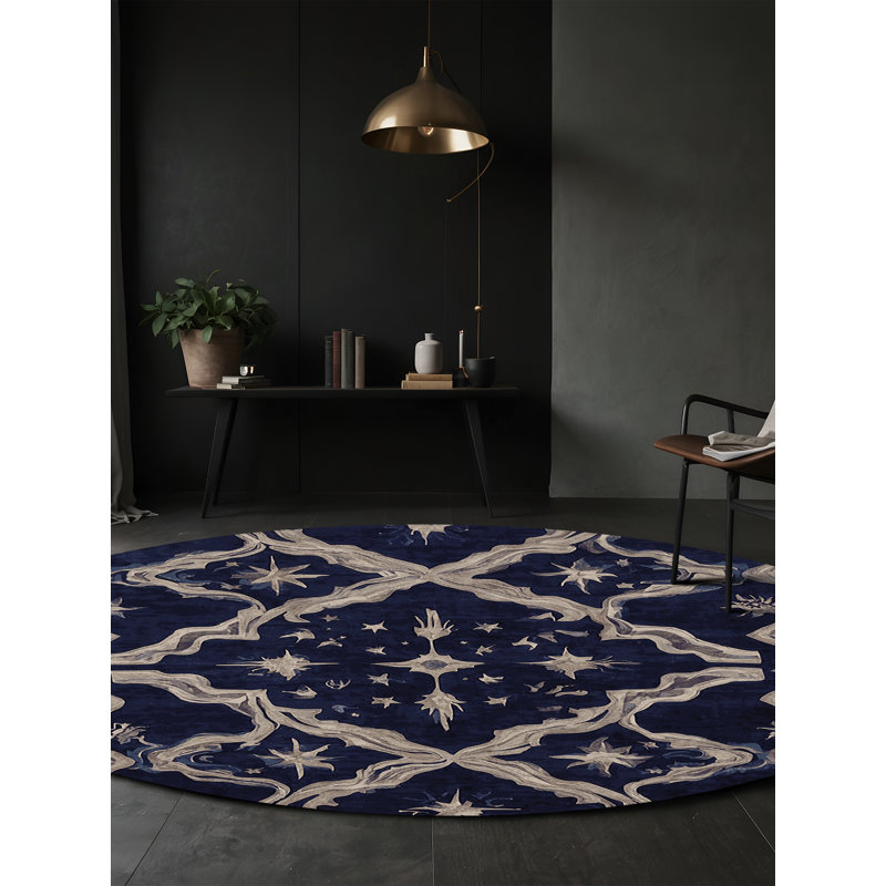 Machine Washable Gray Area Rug, Round 6'