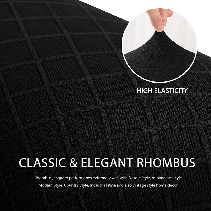 Housse pour canapé à coussins carrés ultra doux Rhombus, Noir, H 41 po x l 92 po x P 42 po
