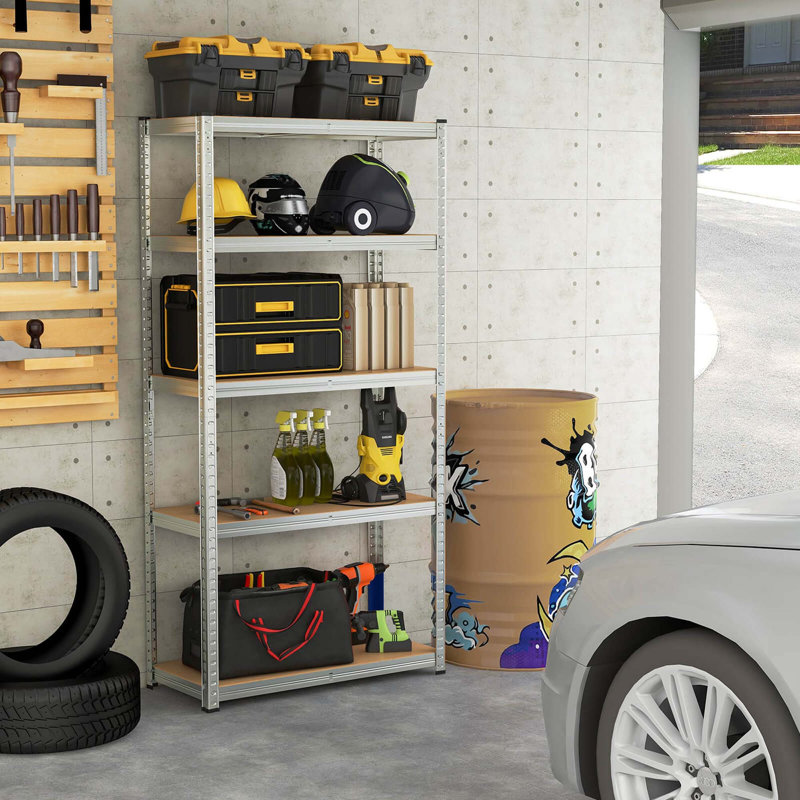 Étagère de garage réglable à 5 niveaux avec 3 charges de 2000 lb pour l'entrepôt Costway, Argent