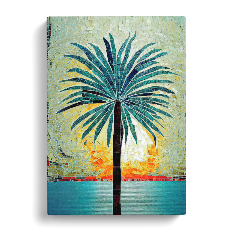 Palm Tree Mosaic - Wrapped Canvas, 50cm H x 35cm W x 3cm D