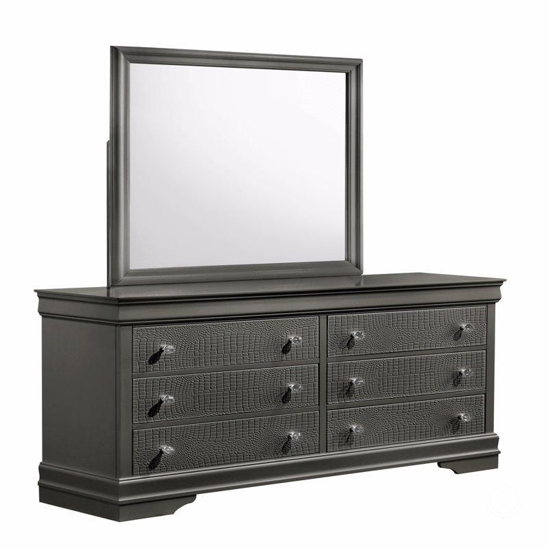 Miroir de style moderne en bois, Gris