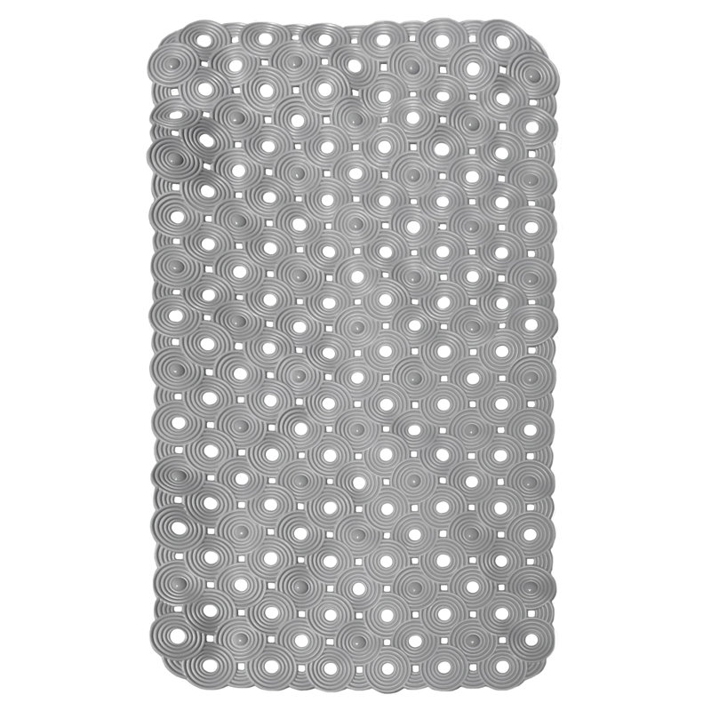 Tapis de douche antidérapant à motif géométrique en vinyle avec ventouses - 26,8 po x 14,6 po, Gris