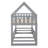 Twin over Twin House Bunk Bed with Fence Guardrail and Door, Solid Wood Frame No Noise Platform Bunk Bed for Kids Bedroom