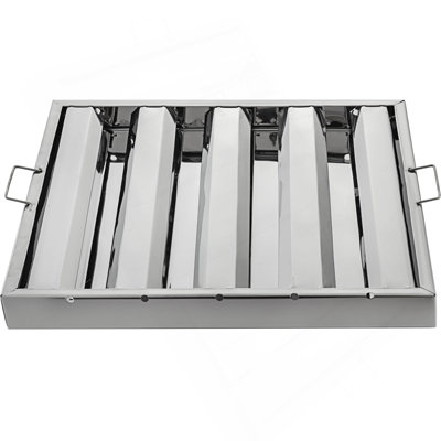 Pack Of 6 Hood Filters 19.5W X 19.5H Inch, 430 Stainless Steel 4 Grooves Commercial Hood Filters, Range Hood Filter For Grease Rated Commercial Kitchen Exhaust Hoods