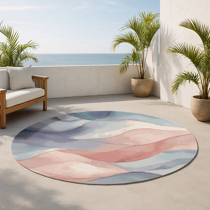 Tapis intérieur et extérieur Soft Waters, Rond 5 pi