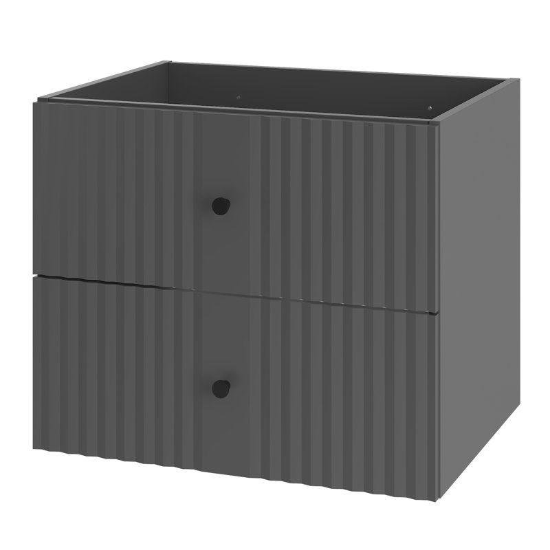 Rokhaya 152.4 mm Wall Mounted Single Double Bathroom Vanity Base, Natural/Black