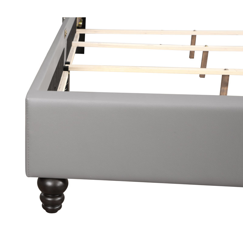 Ashe Upholstered Low Profile Standard Bed, Queen, Gray