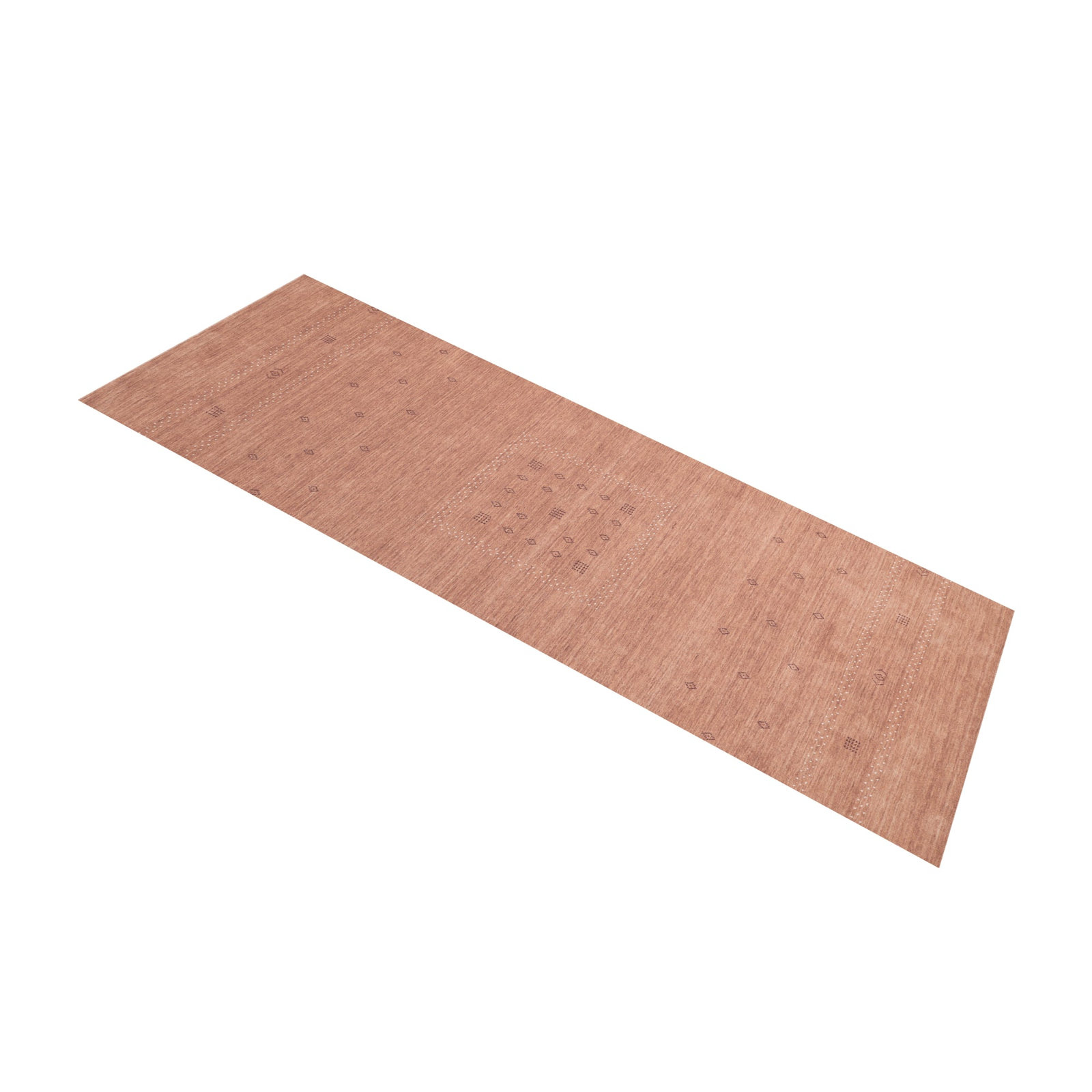 Simi Hand-Woven Geometric Cotton Wool Rug, Runner 2'6" x 8', Peach