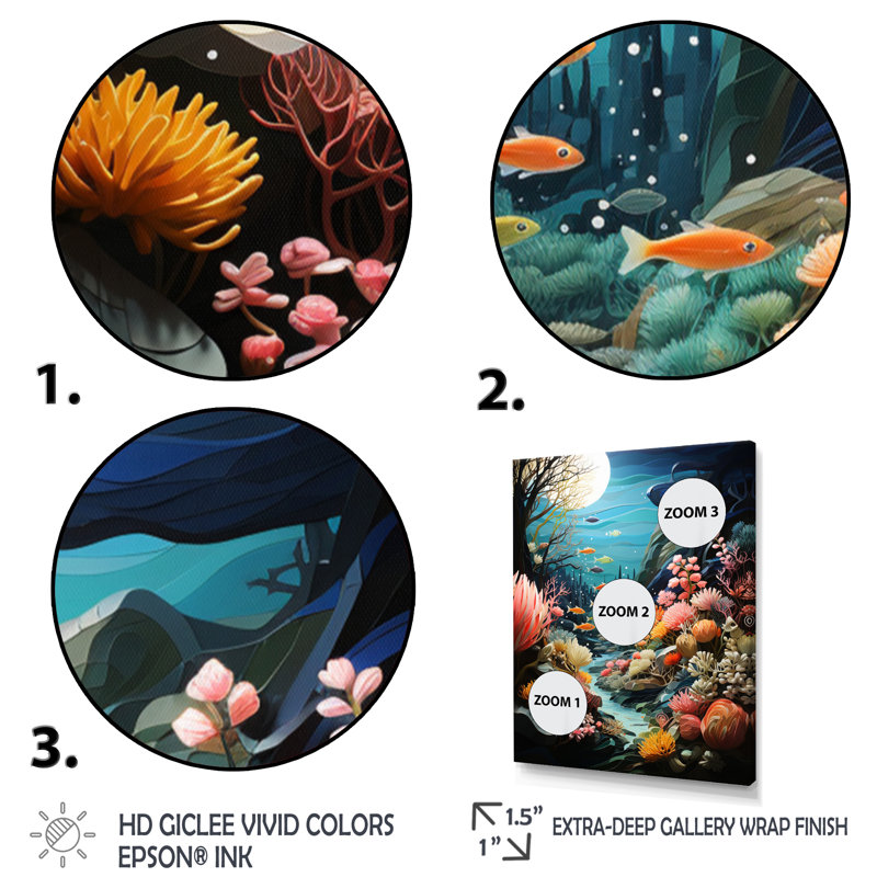 «Aquariums Aquatic Pastoral Patchwork I», Cadre d'angle fermé noir, H 20 po x l 12 po x P 1 po