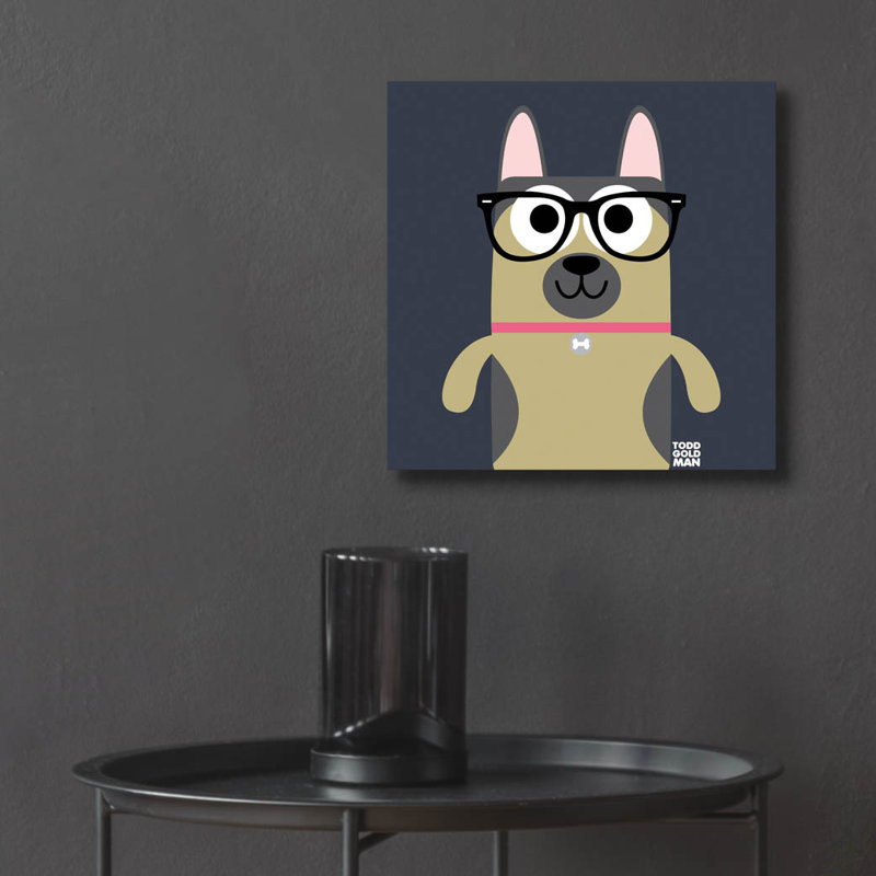 " Bow Wow German Shepherd " by Todd Art, 12" H x 12" W x 0.13" D