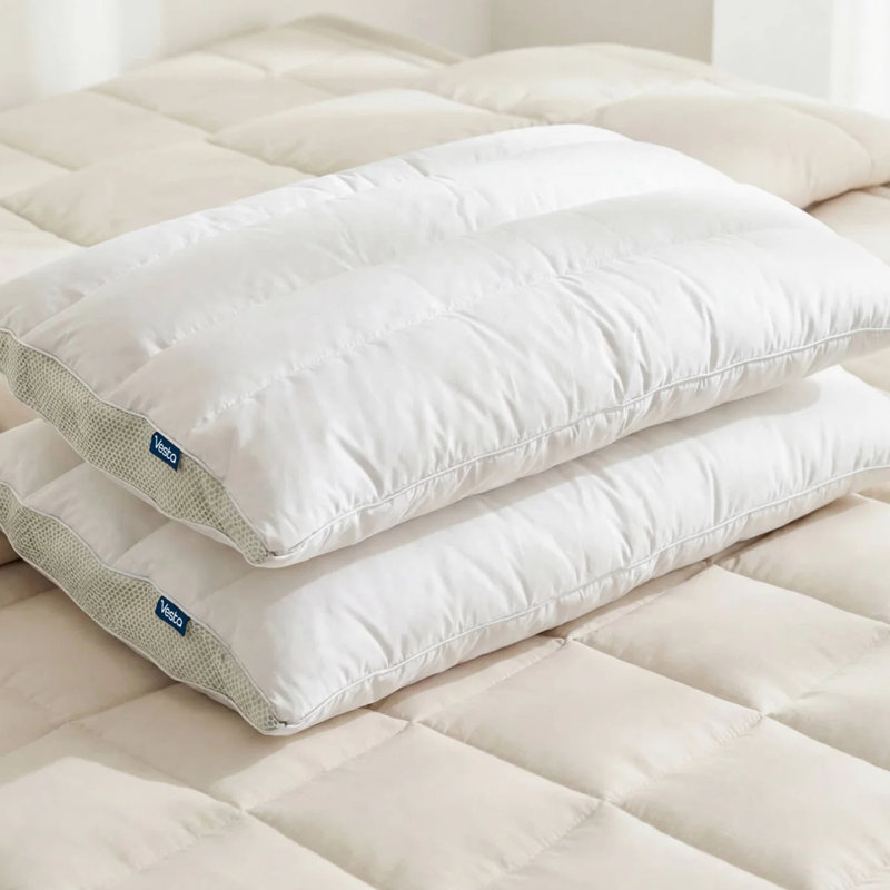 Oreiller en soie Vesta Limezen - mince, plat, 100% soie avec housse de refroidissement lavable, parfait pour les personnes qui dorment sur le dos et le ventre (2,5 po de hauteur, doux)