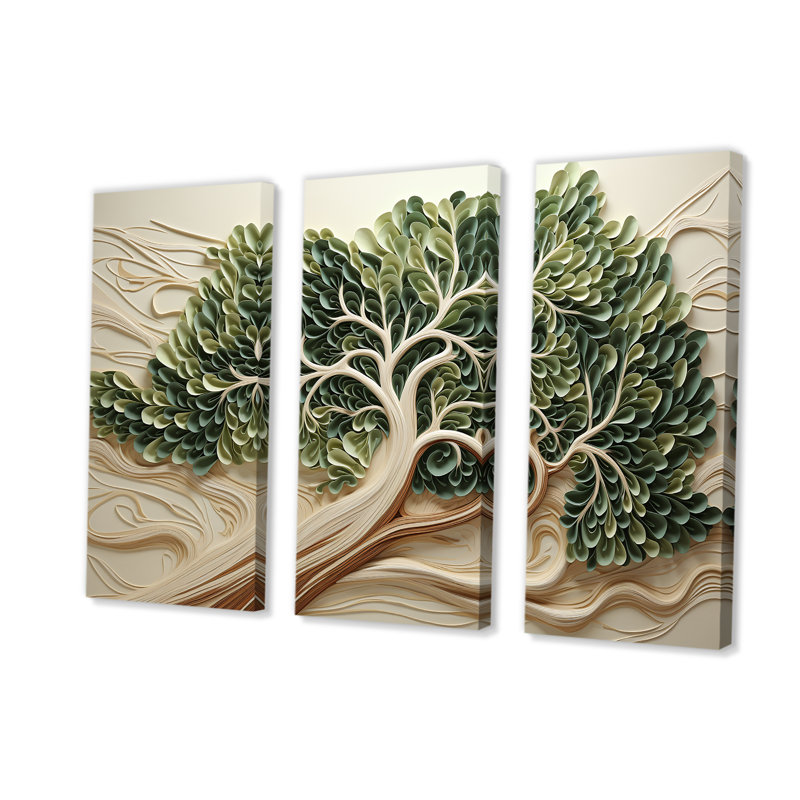 «Tree American Basswood Collage 2», art mural arbre, Toile tendue, H 32 po x l 48 po x P 1 po
