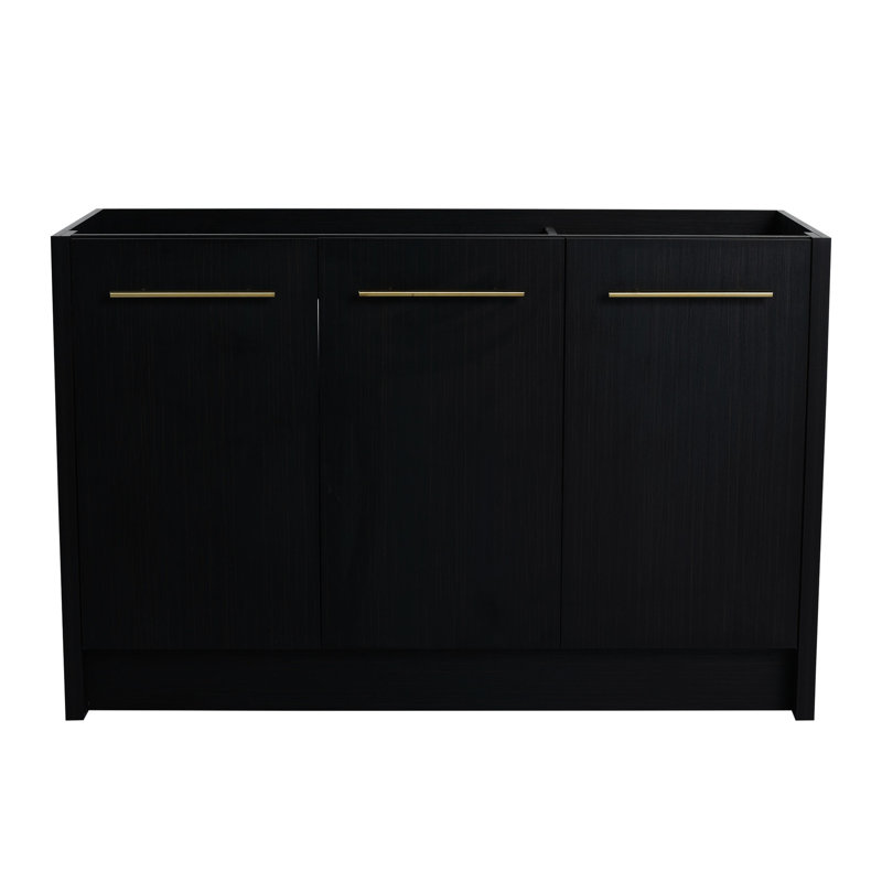 Meuble-lavabo autoportant de 48 po en châtaignier noir élégant avec porte et options de rangement abondantes pour les salles de bain
