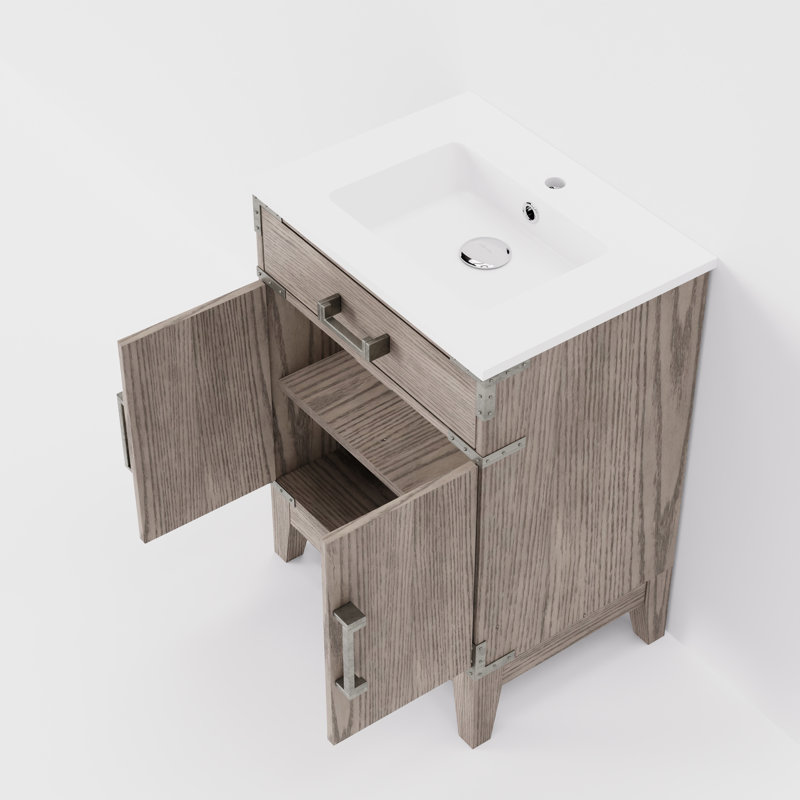 Laurel 24 in W x 18 in D Single Bath Vanity and Acrylic Top, Gray Oak