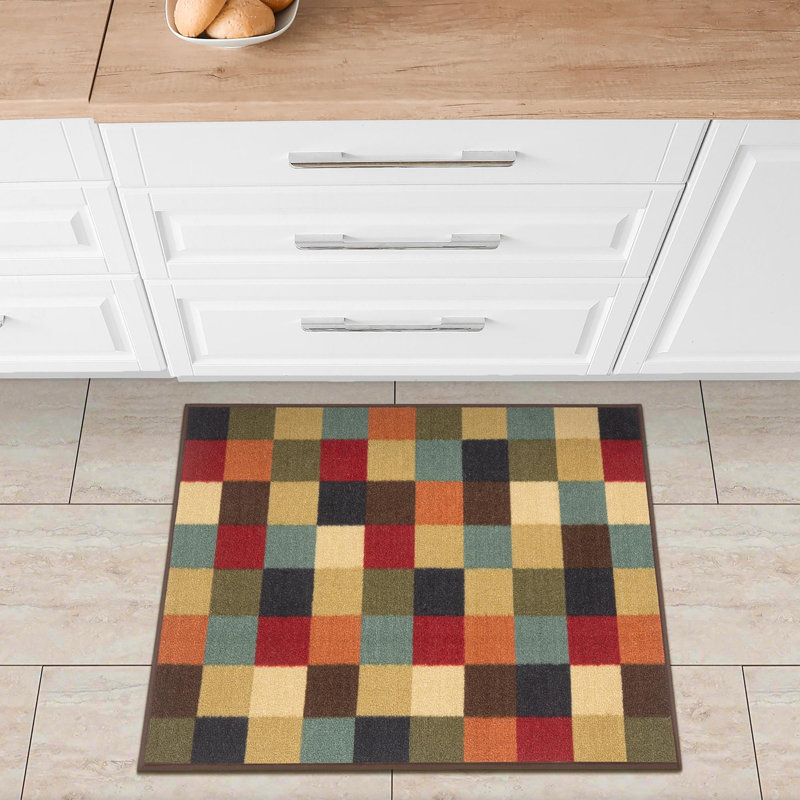 Non-Slip Checkered Area Rug For Living Room, Hallway Runner, Entryway Rug, Rectangle 1'10.5" x 3'
