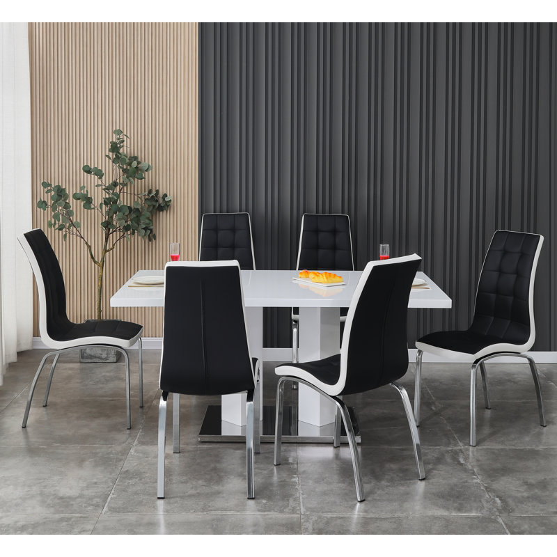 Knauer 6 - Person Dining Set, Black, White