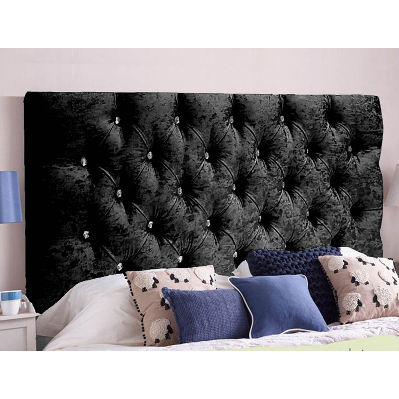 Esters Upholstered Headboard, Black, Velvet, Kingsize (5')