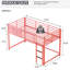 Lit simple rose avec structure en métal, garde-corps, rangement pour chariot, sans sommier, garde de plancher de chambre à coucher et chariot, Decorate A's Haven