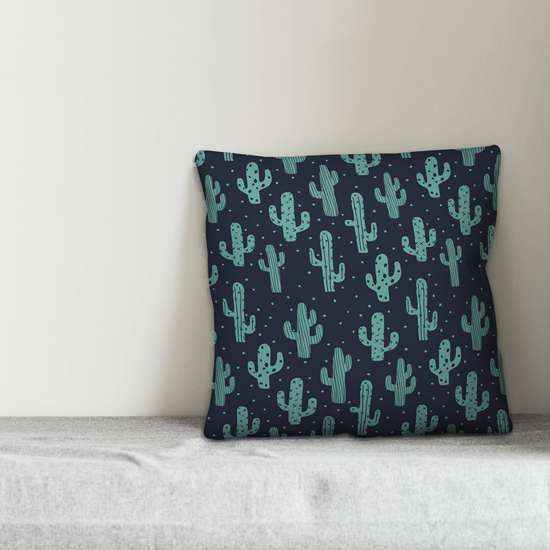  Coussin Cactus, 18 po x 18 po, Noir