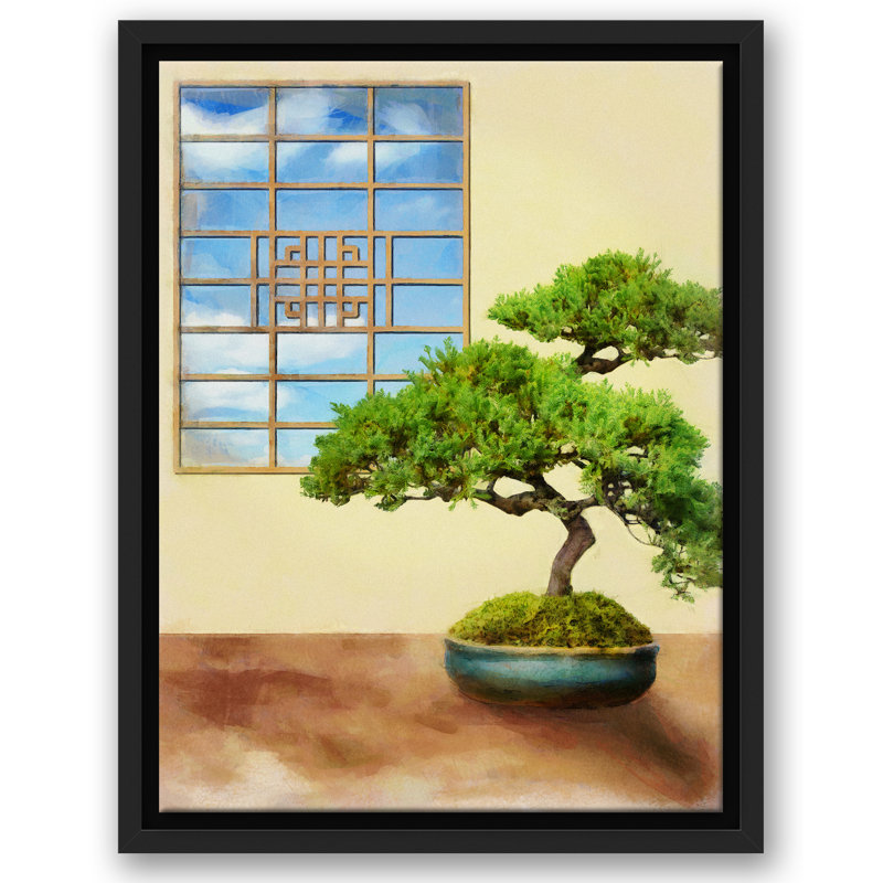 « bonsai tree relaxing spa room », impression, H 16 po x l 12 po, Cadre noir
