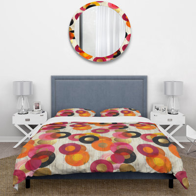 Bright Bright Midcentury Retro Circles - Ensemble de housse de couette Midcentury