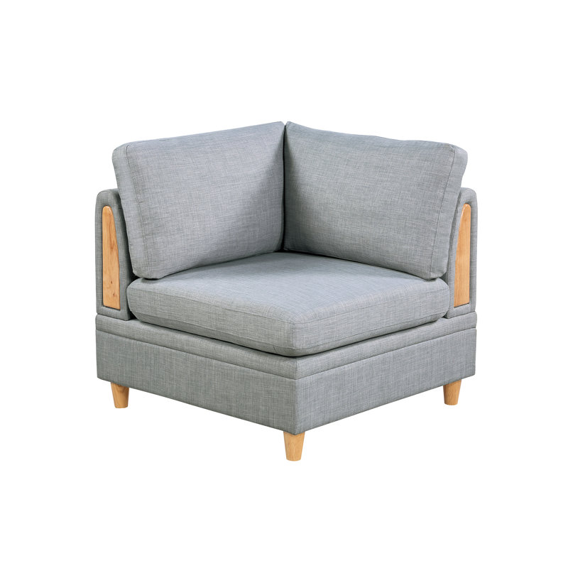 Modulaire 6 pièces gris - assise en tissu et base en bois avec ensemble de chaises, base