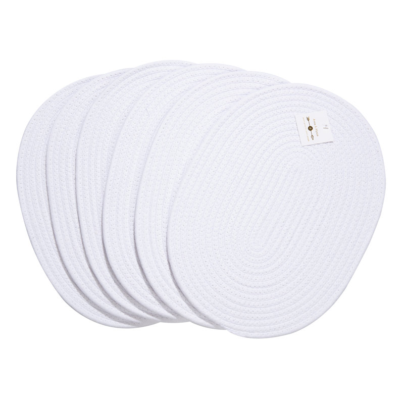 Napperons ovales en coton, Blanc pur