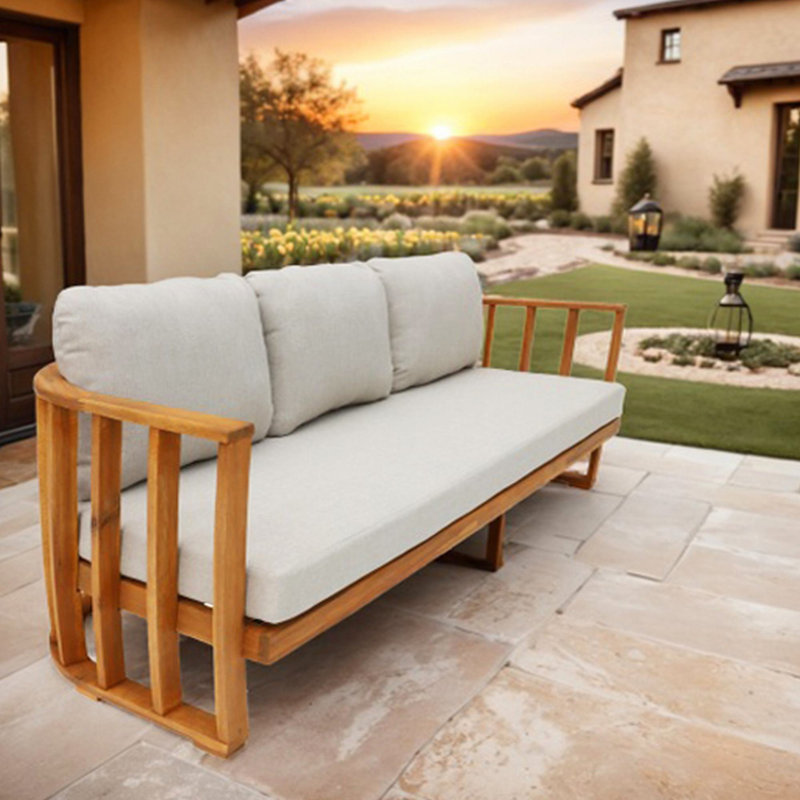Baryn Acacia Patio Sofa With Cushions
