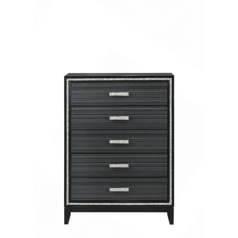 Commode à tiroirs, commode vieillie Haiden, Noir