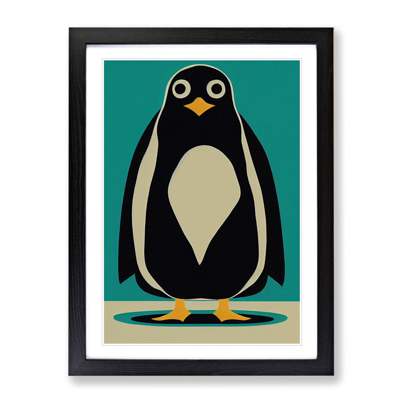 Penguin Abstract Art No.8 - Wrapped Canvas Print, Black Framed, 64cm H x 46cm W