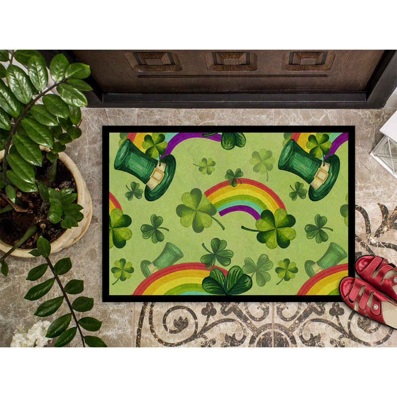 Tapis d'entrée antidérapant Adrienn St Patrick's Day, Rectangle 1 pi 6 po x 2 pi 3 po