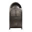 Armoire de cuisine 71 po en bois aggloméré noir avec porte en verre arquée, tablettes réglables et porte de grange pour le rangement de la salle à manger
