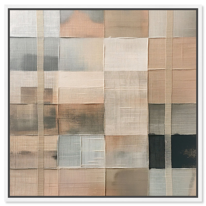 Minimalist Mesh Canvas Abstract Print by Oliver Gal, Black Frame, 12 x 12, 41"H x 41"W, White Frame