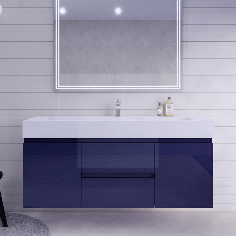 Babajide Bathroom Vanity with Acrylic Top, High Gloss Night Blue