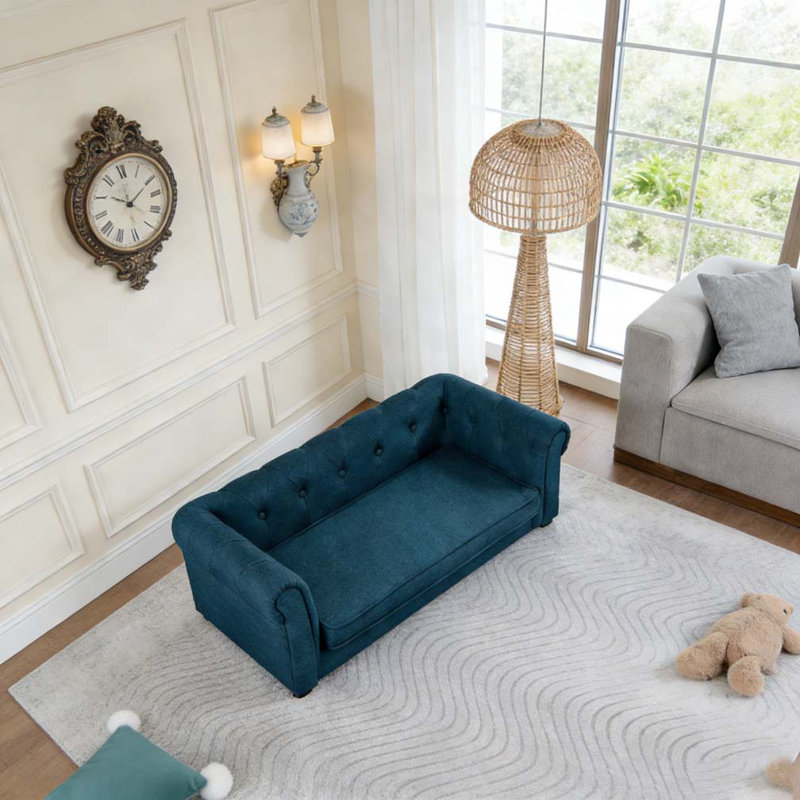 Lit rectangulaire élégant pour petits et moyens chiens, Bleu