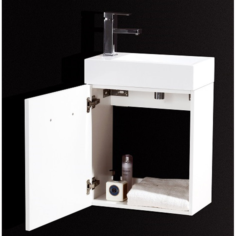 Ensemble de meuble-lavabo simple mural de 18 po Tenafly, Blanc très luisant